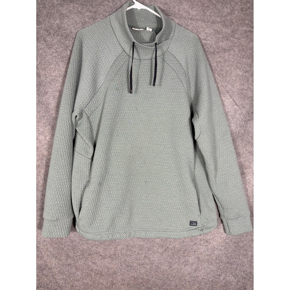 LL Bean Womens 2X Plus Quilted Cowl Neck Pullover Sage Green 521223 Top